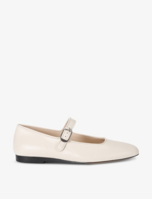 Le Monde Beryl Womens White Mary Jane Leather Ballet Flats