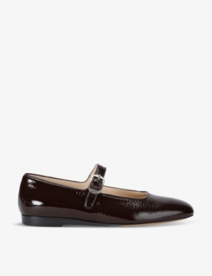 Le Monde Beryl Womens Dark Brown Mary Jane Patent-leather Ballet Flats
