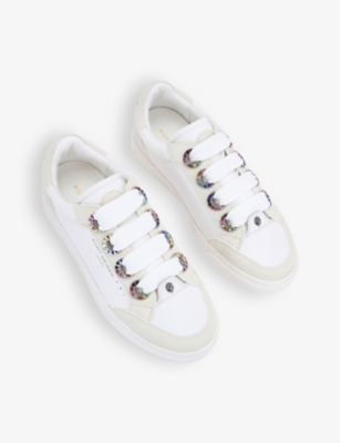KURT GEIGER LONDON: Kensington eyelet-embellished leather low-top trainers