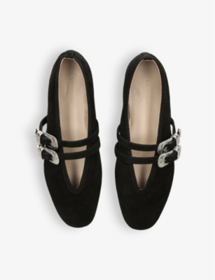 LE MONDE BERYL WOMENS BLACK CLAUDIA DOUBLE-STRAP SUEDE BALLET COURTS EUR 36 / 3 UK 
