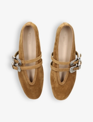 Le Monde Beryl Claudia Suede Western Buckle Ballerina Flats In Brown