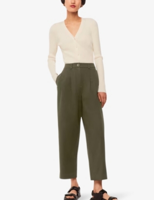 WHISTLES: Bethany pleated barrel-leg mid-rise cotton trousers