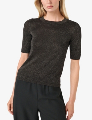 THE WHITE COMPANY: Round-neck short-sleeve knitted top