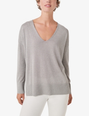 THE WHITE COMPANY: V-neck long-sleeve knitted jumper