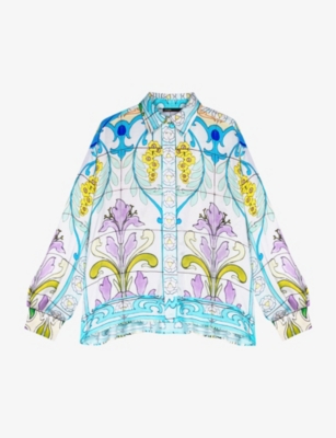 Shop Maje Women's Multicolor Graphic-print Relaxed-fit Satin Shirt