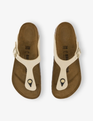 Shop Birkenstock Branded-hardware Leather Thong Sandals In Ecru Nubuck