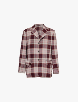 VIVIENNE WESTWOOD: Wreck check-pattern single-breasted woven-blend blazer