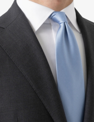 Eton Light Blue Solid Silk Twill Tie