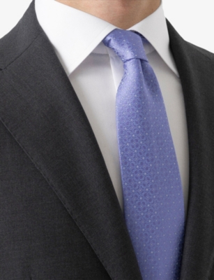 Eton Mens  Geometric-pattern Silk Tie