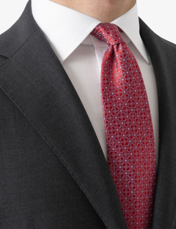 Geometric-Pattern Silk Tie