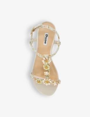 Shop Dune Women's Pastel-boucle Nature Floral Bead-embellished Woven Sandals