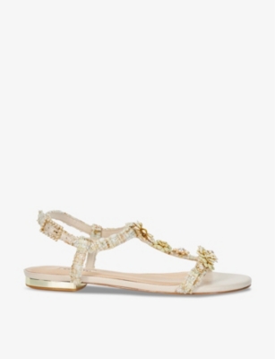 Dune Womens Pastel-boucle Floral-bead Embellished Woven Sandals In Pastel-boucle