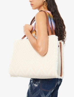 Shop Missoni Women's Cream Chevron-pattern Cotton Tote Bag