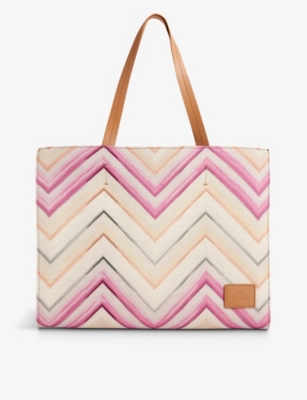 MISSONI: Chevron-pattern medium cotton-blend tote bag