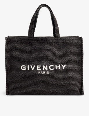Shop Givenchy Women's 001-black G-tote Medium Raffia Tote Bag