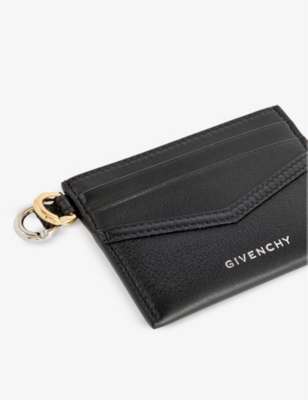 Shop Givenchy 001-black Voyou Brand-print Leather Card Holder
