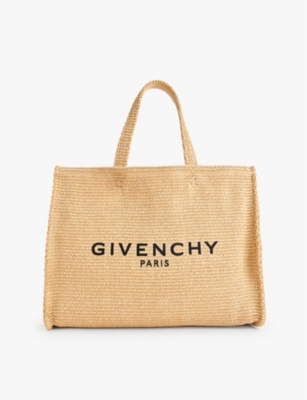 GIVENCHY: G-Tote medium logo-embroidered raffia tote bag