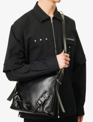 Shop Givenchy 001-black Voyou Leather Cross-body Bag