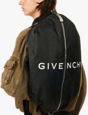 Shop Givenchy Men's 001-black G-zip Adjustable-strap Woven-blend Backpack