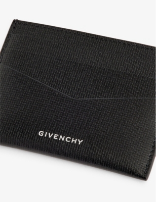 Shop Givenchy 001-black Foiled-branding Leather Card Holder
