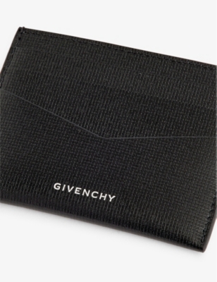 Givenchy 001-black Foiled-branding Leather Card Holder In 001-black