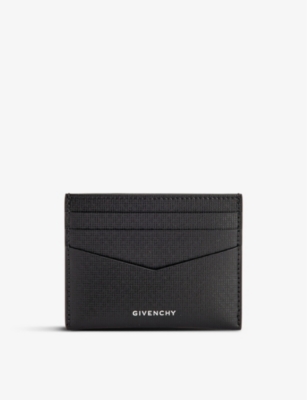 Shop Givenchy 001-black Foiled-branding Leather Card Holder