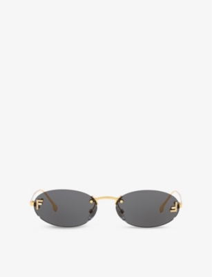 FENDI: FE4075US Oval-Frame Metal Sunglasses
