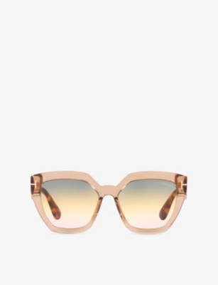 Tom Ford Womens Tan Ft0939 Phoebe Square-frame Acetate Sunglasses In Gold