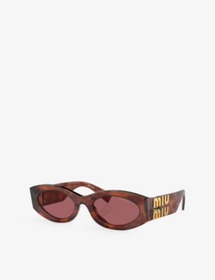 Miu Miu Womens Brown Mu 11ws Oval-shape Acetate Sunglasses In Brown