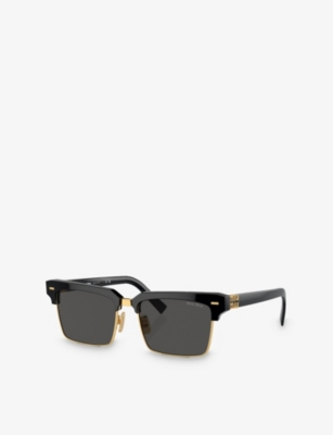 Miu Miu Womens Black Mu 10zs Rectangle-frame Acetate Sunglasses In Black