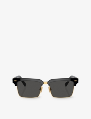 MIU MIU: MU 10ZS rectangle-frame acetate sunglasses