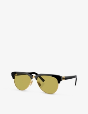 Miu Miu Womens Black Mu 09zs Pilot-frame Acetate Sunglasses In Black