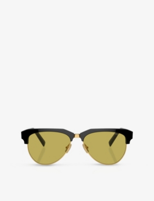 Miu Miu Womens Black Mu 09zs Pilot-frame Acetate Sunglasses In Green