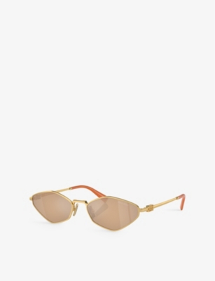 Miu Miu Womens Gold Mu 56zs Irregular-shape Metal Sunglasses In Gold
