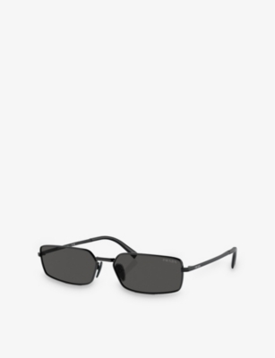 PRADA WOMENS BLACK PRA60S RECTANGLE-FRAME METAL SUNGLASSES 