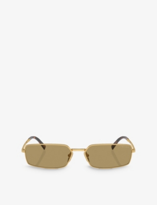 Prada Womens Gold Pra60s Rectangle-frame Metal Sunglasses