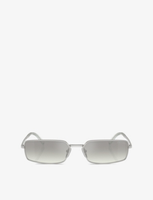 Prada Womens Silver Pr A60s Rectangular-frame Metal Sunglasses In Silver