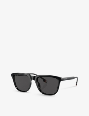 Shop Burberry Women's Black Be4381u George Square-frame Acetate Sunglasses