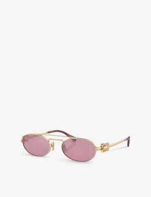 MU 54ZS oval-frame metal sunglasses