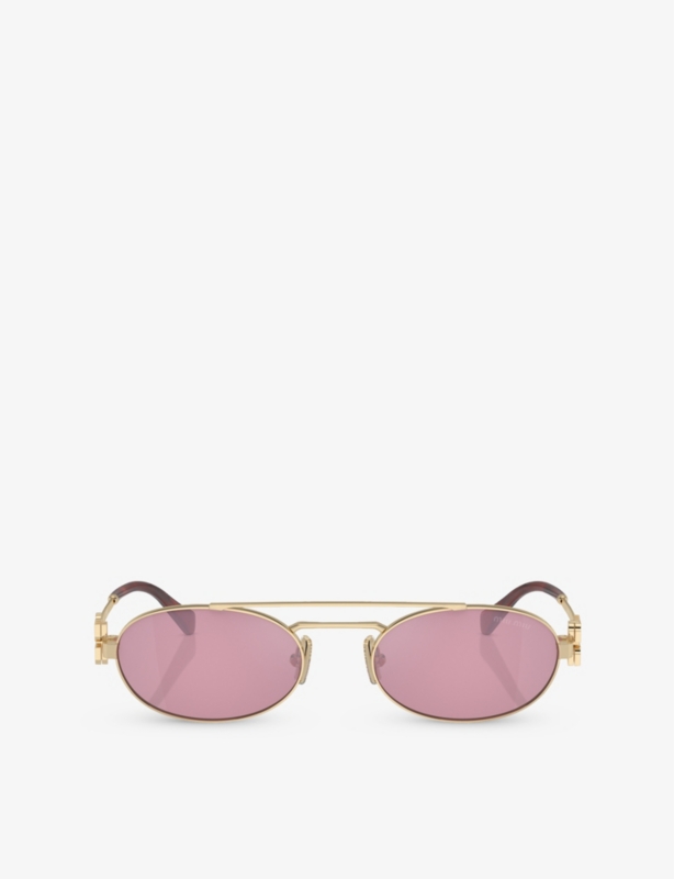 MU 54ZS oval-frame metal sunglasses