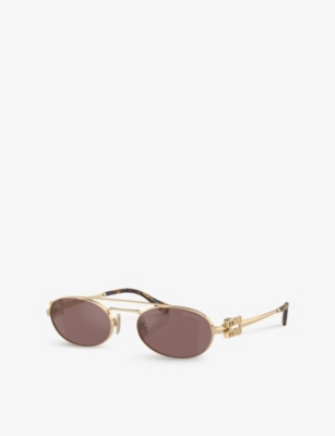 MU 54ZS oval-frame metal sunglasses