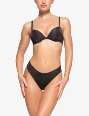 Skims Ultimate Tear-drop Stretch-woven Push-up Bra In Onyx