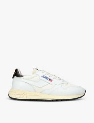 Shop Autry Men's White Reelwind Leather Low-top Trainers
