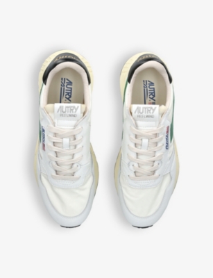 Shop Autry Men's White/oth Reelwind Brand-embroidered Leather And Nylon Low-top Trainers