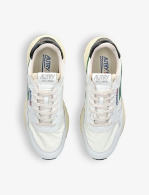 Shop Autry Mens  Reelwind Brand-embroidered Leather And Nylon Low-top Trainers In White/oth