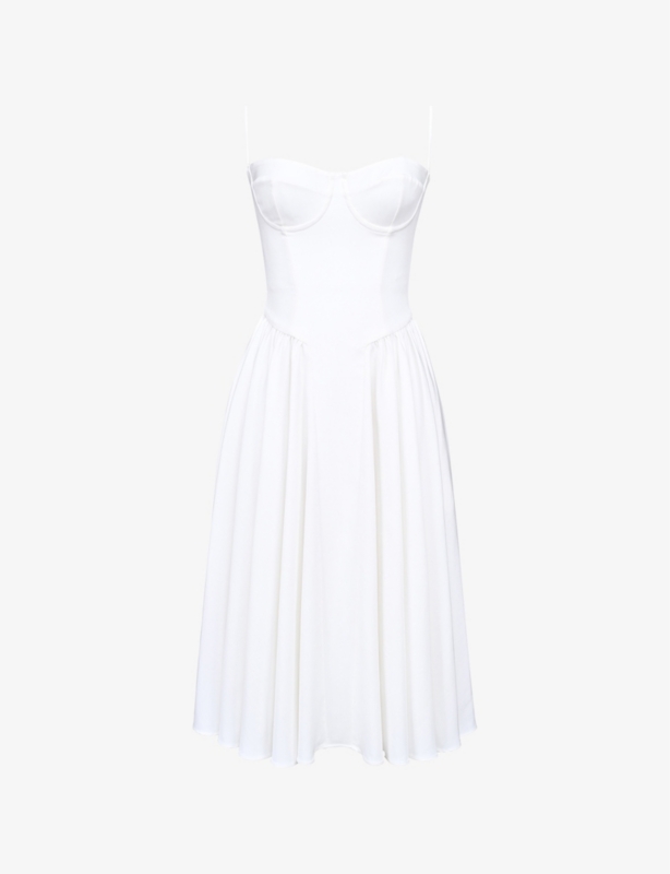 Samaria corseted woven midi dress