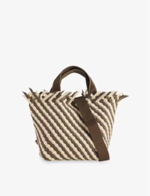 Naghedi Womens Carrera Havana Small Woven Tote Bag