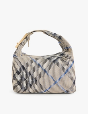 BURBERRY: Peg knitted top-handle bag