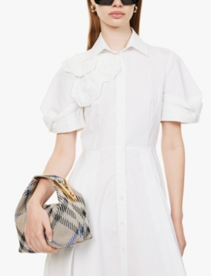 BURBERRY WOMENS LICHEN PEG MEDIUM KNITTED TOP-HANDLE BAG 