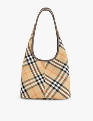 BURBERRY: Check-print cotton-canvas shoulder bag